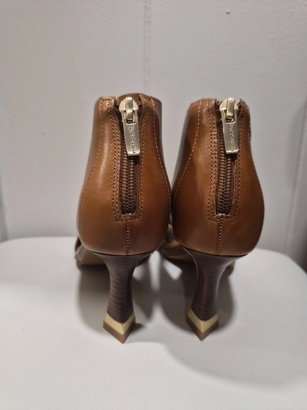 Vince Camuto Women’s Tan Open-Toe Ankle Boots
